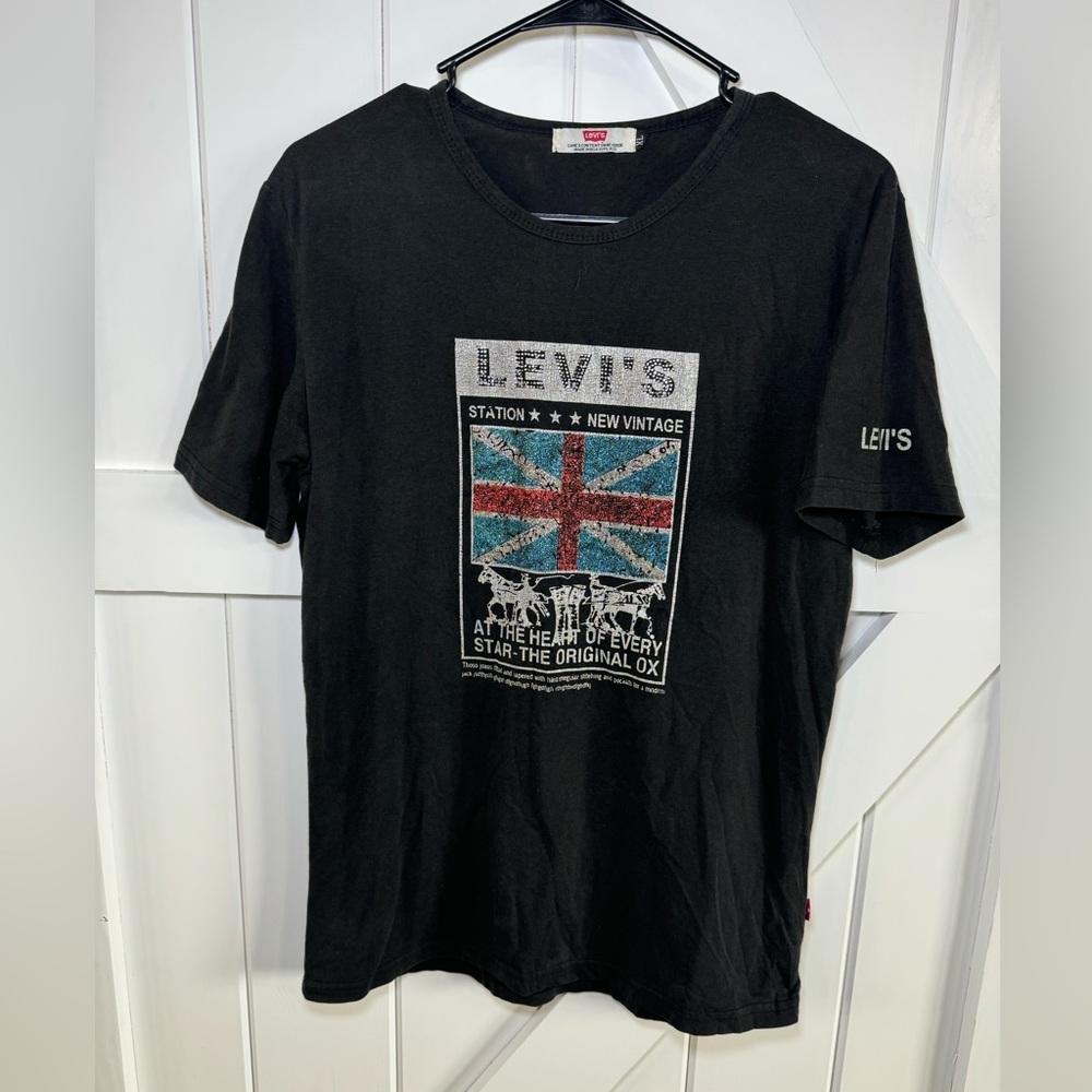 VINTAGE‎ Y2K LEVI’S BRITISH FLAG TEE SHIRT MADE IN USA SIZE XL